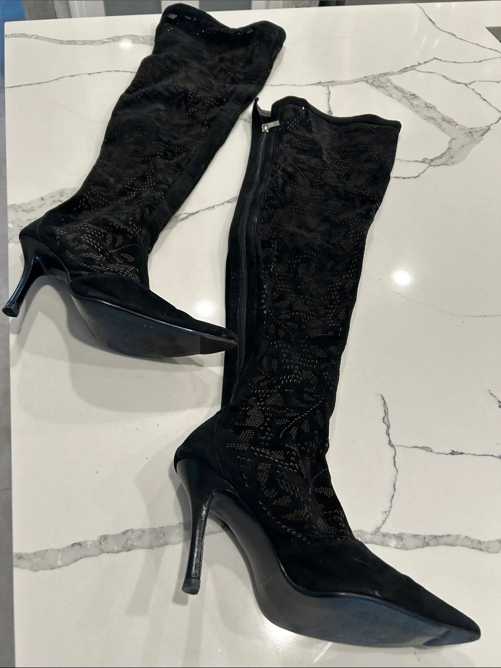 Black Knee-High Stiletto Boots